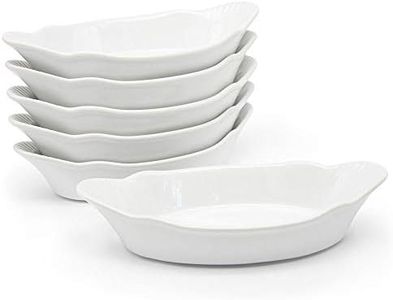 Au Gratin Baking Dishes, by Kook, Ceramic Serving Dishes, for Banana Split, Oven and Microwave Safe, Dishwasher Safe, Small Casserole Dish, Lasagna & Cobblers, Individual Serving, Set of 6, 12 oz