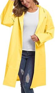 Besshopie Cape Jacket Poncho, Waterproof Reusable Adult Rain Coat Jacket with Hoods and Sleeves for Outdoor Activities Yellow M