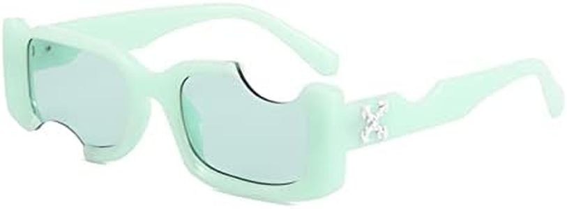Occhiali da Sole rettangolari di Design con Montatura Piccola per Esterni Estivi Occhiali da Sole con Foro Hip-Hop Personalizzati per Uomo e Donna,Verde