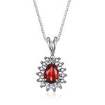 RYLOS Necklaces for Women White Gold 14K Halo Pendant with Pear Tear Drop Gemstone & Genuine Diamond Necklace 18" Chain 6X4MM Garnet January Birthstone Womens Jewelry Gold Necklaces For Women