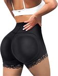 Bafully Women Butt Lifter Shapewear Padded Lace Panties Seamless Hip Enhancer Body Shaper Tummy Control Boyshort Underwear (Black, L)