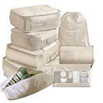 Travel Packing Cubes, Toifucos Multifunction 8pcs/set Travel Cubes Luggage Organiser Waterproof Travel Compression Suitcase Bag Travel Essential Bag, Beige