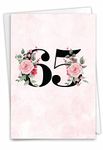 NobleWorks - 65th Milestone Birthday Greeting Card with 5 x 7 Inch Envelope (1 Card) Floral Age 65 C8258MBG