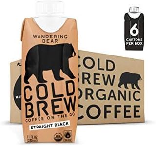Wandering Bear Extra Strong Organic Cold Brew Coffee On-the-Go, Straight Black, 11 fl oz, 6 pack - Smooth, Organic, Unsweetened, Shelf-Stable, and Ready to Drink