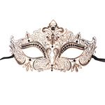 XVEVINA Luxury Vintage Masquerade Mask for Women Metal Mask Black Stones
