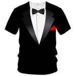 LAOLIUSN Tuxedo T Shirts for Men Tux Costume Suit and Tie Tee Shirt Gifts T-Shirt, White, Small