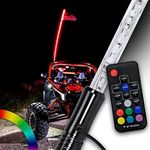 True Mods 4ft RGB LED Whip Light for UTV ATV [RF Wireless Remote] [USA Flag] Waterproof LED Lighted Whip Antenna Pole Stick for RZR Can-Am Polaris SxS 4x4 Quad Dune Buggy 4 Wheeler Accessories