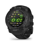 Garmin Instinct 3 Tactical Edition, 50mm AMOLED Rugged GPS Smartwatch,Built in Sports Apps and Health Monitoring, LED Flashlight, Shock Resistant, 10ATM, up to 24 days Battery Life, Black