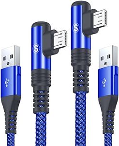 Micro USB Cable Right Angle [2-Pack, 3M+3M] Android Charger Cable, AviBrex Nylon Braided Micro Charger Cord for Galaxy S7 Edge S6 S2 J7 J5 J3 J3V J2,LG K10 V10,Moto E6 5 4,PS4-Blue