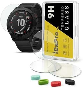 iDaPro [4 Pack Screen Protector for Garmin fenix 6X Pro / 6X Pro Solar/ 6X 51mm Watch + Silicone Anti-dust Plugs Tempered Glass Anti-Scratch Bubble-Free