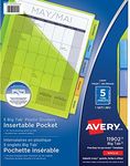 AVERY Big Tab Pocket Insertable Plastic Dividers for Laser and Inkjet Printers, 9-1/4" x 11-1/8", 5 tabs, Multi-Colour, 1 Set, (11902)