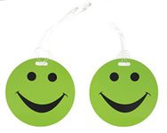 PMS Assorted Color Smiley Luggage Tags-Pack of 2, Pink/Blue/Green/Black, 4 cm