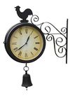 Double Sided Garden Clock With Bell and Cockeral for Outdoor or Indoor Use.