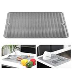 KitchenRaku Upgrade Dish Drying Mat, Silicone Draining Board Mat, Heat Resistant Dish Draining Mat for Kitchen,Non-Slip Silicone Trivet,Table Mat,Pot Holder ,Placemat ,Spoon Rest, Coaster