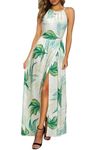 KILIG Women's Trendy 2024 Summer Casual Sleeveless Halter Neck Floral Print Beach Party Split Maxi Long Dress Sundress with Pockets