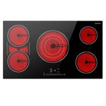 36 Inch Electric Cooktop, GASLAND Chef CH905BF34A Drop-in Ceramic Radiant Cooktop, 5 Cooking Zones, Sensor Touch Control, Child Safety Lock, 240V, ETL Approved