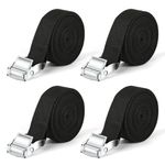 IAZZCO 4 X 250KG Tie Down Straps,25MM X 2.5M Adjustable Tensioning Belts Ratchet Straps with Claw Buckle for Motorcycles, Car, Trailer, Household(4PCS/Black)