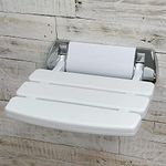 EcoSpa Elegance Bathroom Mobility Aid • Wall Mounted Folding Shower Seat Stool in White/Chrome Trim • Max. 160kgs/25st