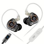 KZ Gale Gaming IEM Wired in-Ear Monitor Earphones, Super Linear Dynamic Driver, Dual Mic, Silver-Plated Cable, HiFi Sound, Noise Isolation 0.75mm Connector, Ideal for Music & Gaming (Type-C)