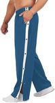 Deyeek Men's Tear Away Basketball Pants High Split Snap Button Casual Post-Surgery Sweatpants with Pockets Lake Blue