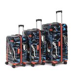 uppercase Cyber Punk Trolley Bag Set Of 3 (S+M+L) Hardsided Polycarbonate Printed Cabin & Check-In Luggage, Suitcase For Unisex, 2000 Days Warranty (Black, 31 X 53 X 75.5 Cm, Spinner)