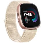 Vancle Nylon Bands for Fitbit Versa 4 Bands/Fitbit Sense 2 Bands/Fitbit Versa 3 Bands/Fitbit Sense Bands, Soft Breathable Adjustable Replacement Strap Wristbands for Women Men (Starlight)