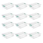 Sterilite 5.7 Qt Large Plastic Stackable Storage Bin w/Clear Latch Lid (12 Pack)