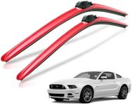 Clix Wipers For Ford Mustang (22"/20") Red Windshield Wiper Blades, All-Weather Complete Front Set of 2, Includes Quick Connect Clips (2005-2023)