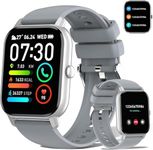 Smart Watch for Men Women Answer/Make Calls, Fitness Tracker 1.85" Touch Screen Fitness Watch with Step Counter, Heart Rate Sleep Monitor, 110+ Sports Modes, IP68 Waterproof Activity Trackers, Grey