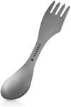 Navaris Titanium Spork Camping Utensil - 3-in-1 Fork, Spoon, Knife Cutlery Combo - Lightweight Metal Silverware for Backpacking, Hiking, Outdoors