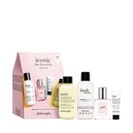 philosophy iconic fan-favorites mini set: purity made simple face cleanser 90ml + fresh cream shower gel 90ml + amazing grace EDT 15ml + hope in jar day moiturizing 7ml