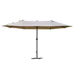 Outsunny 4.6m Garden Parasol Double-Sided Sun Umbrella Patio Market Shelter Canopy Shade Outdoor with Cross Base – Khaki