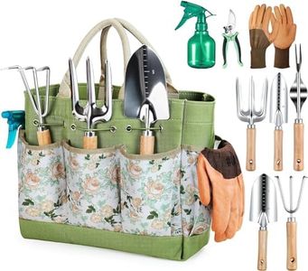 Gardening Tools 9-Piece Heavy Duty Gardening Hand Tools with Fashion and Durable Garden Tools Organizer Handbag,Rust-Proof Garden Tool Set, Ideal Gardening Gifts for Women