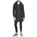 Calvin Klein Women's Long Light-weight Puffer Jacket, Black, Large, Light-weight Black, Large