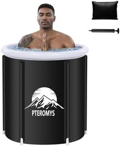 PTEROMYS Adults Ice Bath Tub, Foldable Bathtub with Cover for Athletes, Portable Cold Plunge Tub Spa Tub for Shower Stall for Cold Water Therapy at Home Outdoor Gym (Black, 47 Gal)