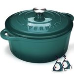 Overmont Enameled Cast Iron Dutch Oven - 4.5QT Cookware with Cookbook Cotton Heat-resistant Caps - Heavy-Duty Enamel Pot with Lid for Braising Stews Roasting Bread Baking