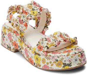 Coconuts by Matisse Womens Jean Floral Platform Athletic Sandals Casual Mid Heel 2-3" - White, White, 9
