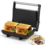 Aigostar 1000W Sandwich Toaster, Deep Fill Toastie Maker, Panini Press Grill, 180° Flat Open Non-Stick Plates, Easy to Clean - York Pro