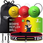 TEKXYZ Reflex Ball Upgraded Set - Comfortable Headband with 3 React Reflex Balls, Great for Reflex, Timing, Accuracy, Focus and Hand-Eye Coordination Training for Kids, Adults, Men, and Women