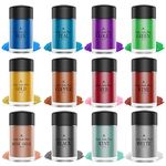 Luster Dust Edible Set - 12 Colors Food Grade Edible Shimmer Dust Powder for Cake Decorating, Baking, Drinks, Fondant, Icing - Edible Glitter Metallic Dusting Powder for Candy, Cookie, Paint - 5g Each