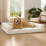 Bedsure ComfyFleece™ Orthopedic Dog Beds for Extra Large Dogs, Waterproof Memory Foam XL Pet Bed with Sides, Non-Slip and Egg-Crate Foam Big Dog Couch Sofa with Washable Corduroy Cover, Cream