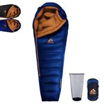 BUERTS ultralight down sleeping bag for -7℃ to -24℃,xxl large size adult winter sleeping bag,0 degrees lightweight and portable,suitable for hiking,camping,outdoor,road trip. (-7℃, Blue)