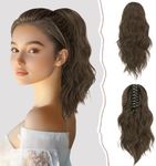 Sofeiyan 14" Ponytail Extension, Short Wavy Claw Clip in Ponytail Hair Extension Synthetic Hairpieces Black Layered Natural Fluffy Curly Drawstring Ponytail Hair Piece for Women