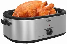 20 Quart Electric Roaster Oven, Turkey Roaster Oven Buffet with Self-Basting Lid Removable Pan, Full-Range Temperature Control Cool-Touch Handles, Silver