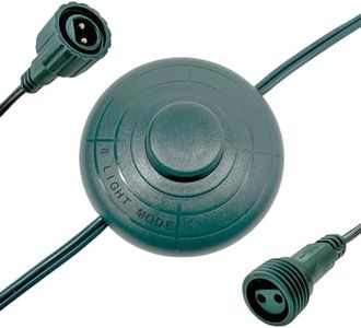 Power Cord 6Ft with 8 Lights Modes Foot Switch for Christmas Tree Lights Raintight 5/8inch Plug Compatible Replacement for LED String Light Holiday Lighting Christmas X-Mas Tree