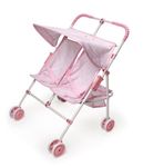 Badger Basket Folding Double Doll Umbrella Stroller - Pink Gingham (fits American Girl Dolls)