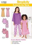 Simplicity Pattern 1722.K5 Learn To Sew Child's and Girl's Loungewear,WhiteT, 7 - 14