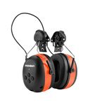 PROHEAR 037BR04 Bluetooth Hearing Protection with Adapter for 3M H-700 Hard Hats/DEWALT Hard Hat, 40H Playtime Safety Headphone for Construction Worker, Mowing - Orange