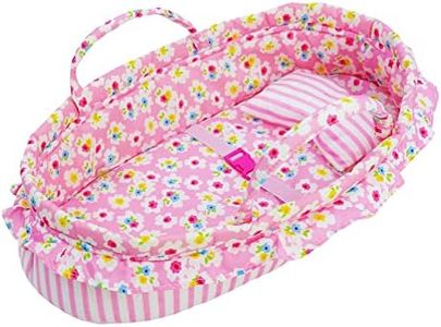 June Garden Cozy Dream Doll Bassinet - Baby Doll Portable Carrier - Fits for American Girl Dolls up to 14" - Soft Pillow & Safety Buckle Included