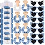 24pcs Bridesmaid Scrunchies Proposal Gifts Square Hair Claws Bachelorette Claw Clip Hair Clips Heart Shaped Sunglasses Girls Stuff Cute Hair Clips for Wedding Party Favors(White&Dusty Blue)